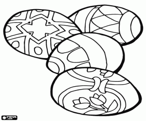Four decorated Easter eggs coloring page