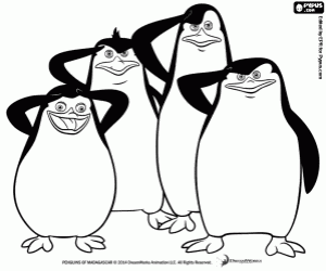 Four penguins of Madagascar coloring page