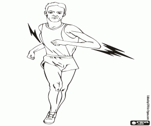 Four runs in a decathlon coloring page