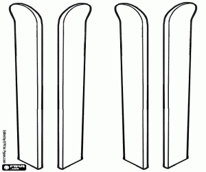 Four skis to customize coloring page