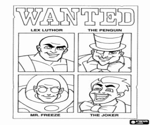 Four supervillains of Super Friends coloring page
