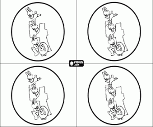 Four years, birthday party coloring page