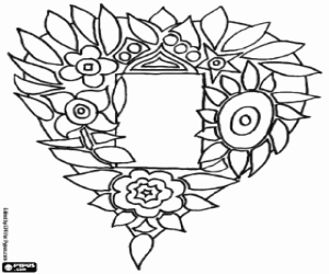 A frame made of flowers for mother coloring page