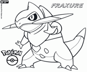 Fraxure, a dragon Pokemon coloring page