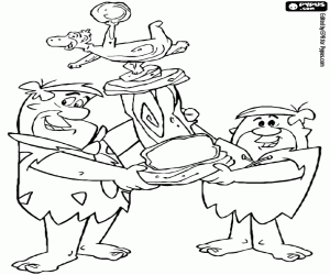 Fred and Barney with bowling trophy coloring page