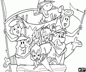 Fred and Barney families coloring page