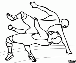 Freestyle wrestling combat coloring page