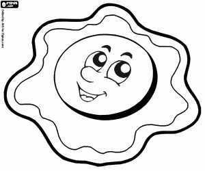 The fried egg with a smile coloring page