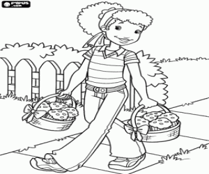 A friend of Holly with cupcakes coloring page