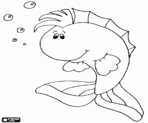 A friendly fish of large tail coloring page