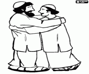 Friendly greeting between two muslims coloring page