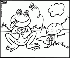 The frog with cutlery to eat coloring page