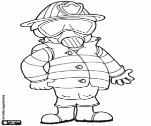 Fully equipped firefighter coloring page