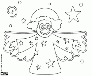 A funny angel of Christmas coloring page