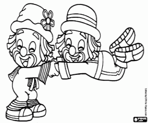 Funny clowns Patatí and Patatá coloring page