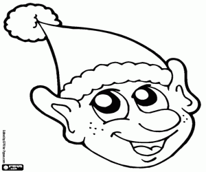 Funny face of a Christmas elf coloring page