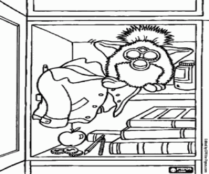 Furby sleeps in the closet coloring page