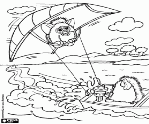 Furbys and the hang gliding coloring page