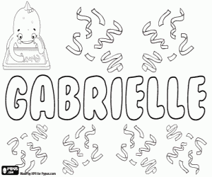Gabrielle,name in English and French coloring page