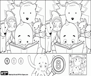 Game with Pypus and fairy tales coloring page