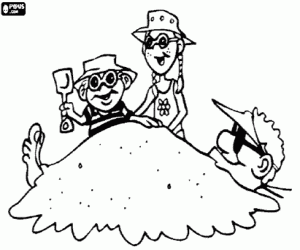 A game with the sand of the beach coloring page