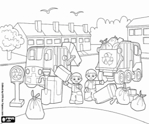 Garbage trucks of Lego coloring page