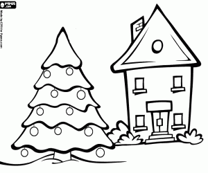 A garden tree decorated for Christmas coloring page