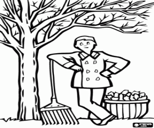The gardener and the dry leaves coloring page