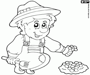 The gardener and the flowers coloring page