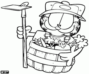 The gardener Garfield coloring page
