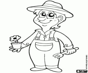Gardening coloring page