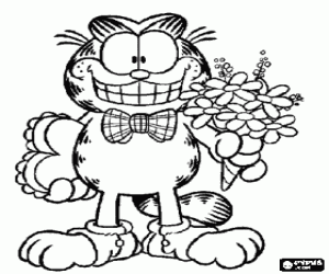 Garfield ready for Valentine's Day coloring page