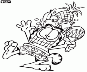 Garfield, tropical holidays coloring page