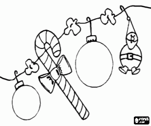 A garland with Christmas balls coloring page