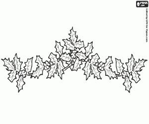 Garland with sprigs of holly coloring page