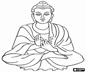 Gautama Buddha seated coloring page