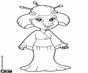 A geisha coloring page