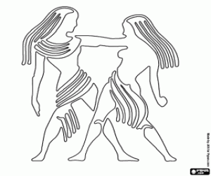 Gemini, a sign of horoscope coloring page