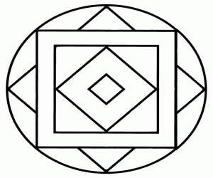 Geometric mandala with squares coloring page
