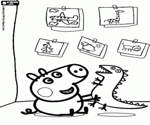 George and the dinosaur toy coloring page
