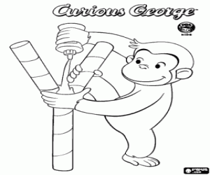 George the monkey and the glue coloring page