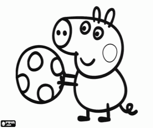 George Pig playing with the ball coloring page