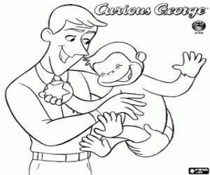 George and Ted, a monkey and a man coloring page