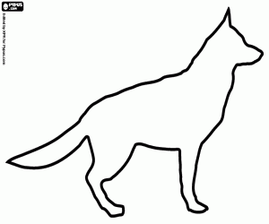A German shepherd, the silhouette coloring page