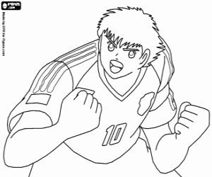The gesture of captain Tsubasa coloring page