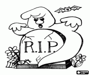 A ghost in the graveyard coloring page