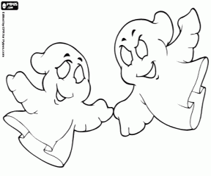 Ghosts on Halloween coloring page