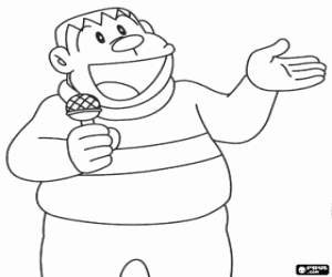 Giant Takeshi with the microphone coloring page