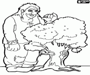 A giant and a tree coloring page