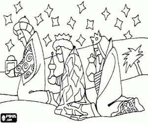 Gifts delivery of three Kings coloring page
